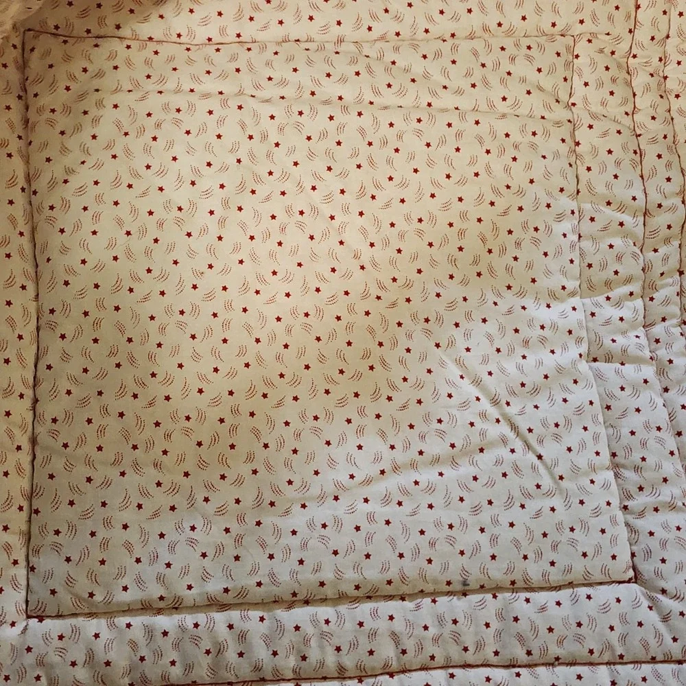 Vintage Cottage Core Bear Baby Quilt 41x60‎ Red, Blue Handmade